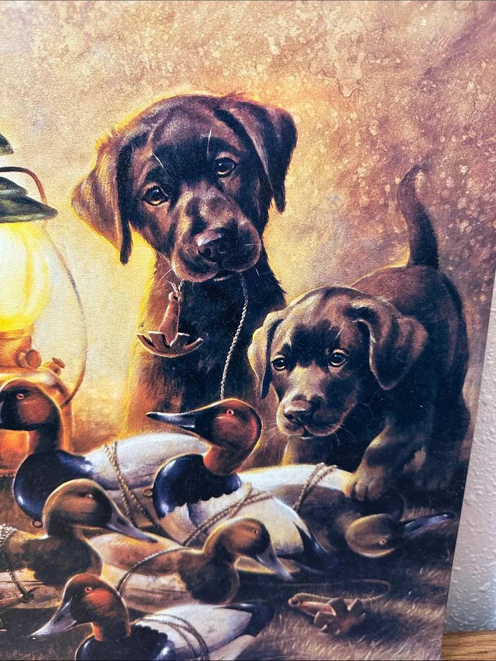 Chocolate Labrador puppies Metal Sign artwork by L.R. KAATZ Vintage